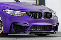 Vorsteiner BMW F8X M3/M4 GTS-V Carbon Fiber Front Spoiler (4220BMV) installed on purple F82 M4