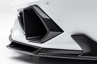 Vorsteiner Lamborghini Huracan Mondiale Edizione Carbon Aero Air Intake Bezels (0840LOV) installed on white Lamborghini Huracan LP610