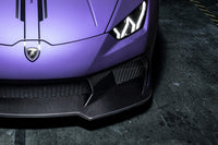 Vorsteiner Lamborghini Huracan Novara Edizione Carbon Fiber Aero Front Bumper w/ Spoiler (0910LOV) installed on purple LP 610-4