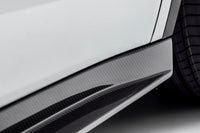 Vorsteiner Tesla Model Y Aero Carbon Fiber Side Skirts (TEV2030) up close view of 2x2 carbon weave