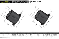 Whiteline Rear Control Arm Bushing Kit for 2022+ VB Subaru WRX (KCA326) bushing dimensions