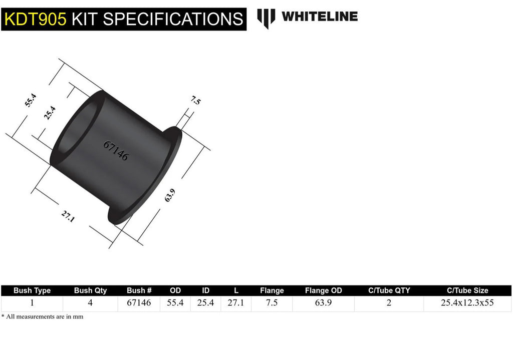 Whiteline Rear Differential Mounting Bushing for 2022+ Subaru WRX