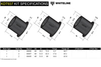 Whiteline Rear Subframe Mount Bushings for 2022+ VB Subaru WRX (KDT937) bushing diamaters