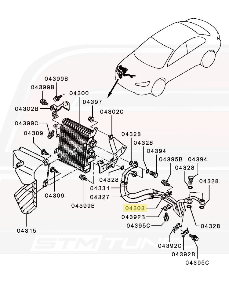 Mitsubishi OEM Engine Oil Cooler Line Bracket for Evo X (1225A140)