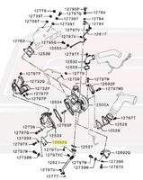 Mitsubishi OEM Turbo O2 Housing Bracket for Evo X Diagram (1555A320)  Image © STM Tuned Inc