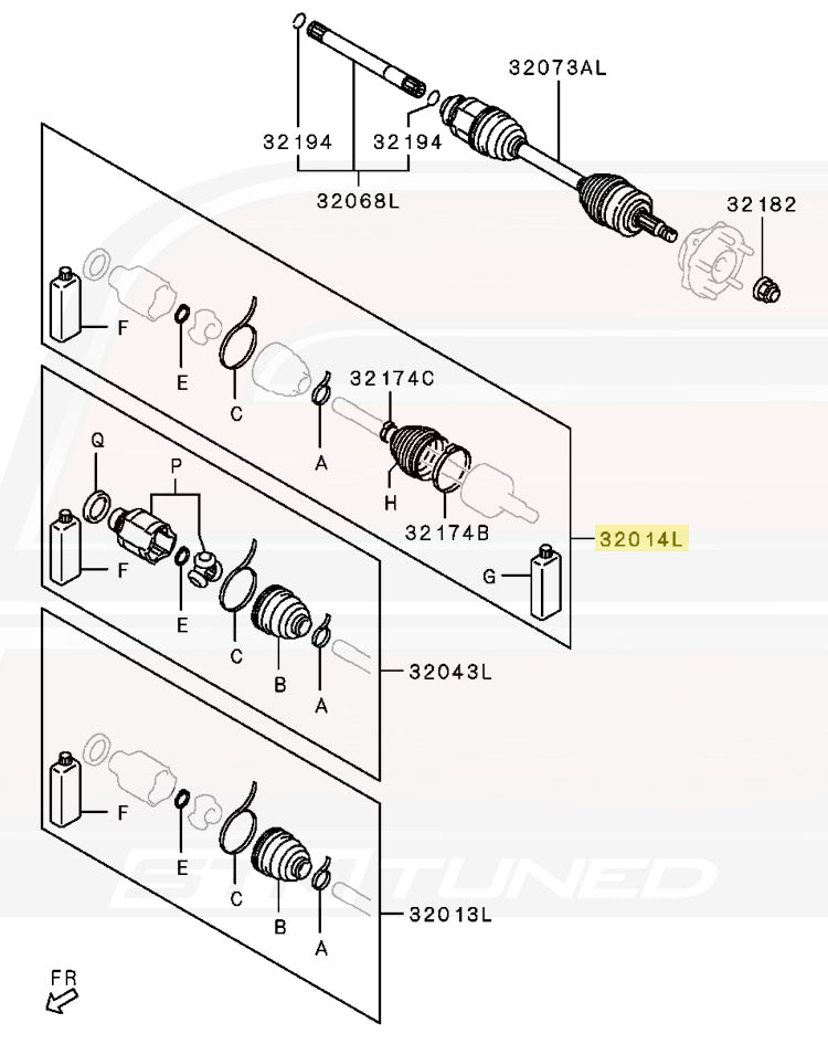 OEM Evo X Axle Outer Boot Repair Kit (3817A134 3817A182)
