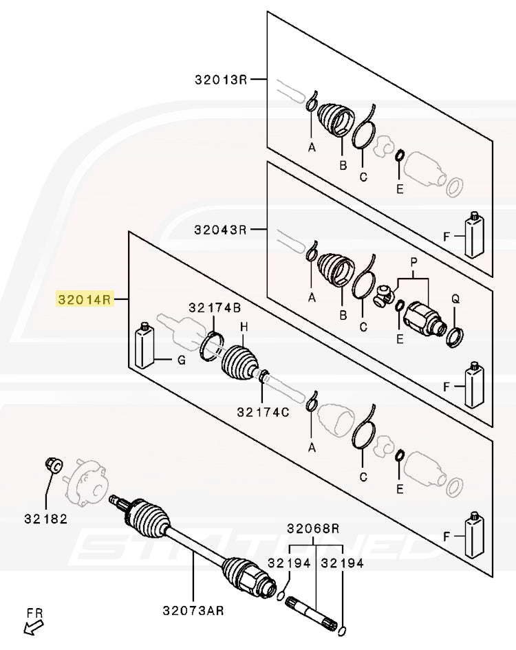 OEM Evo X Axle Outer Boot Repair Kit (3817A134 3817A182)