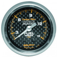Fuel Pressure: 0-15 PSI - Carbon Fiber Mechanical Gauge (2 1/16")
