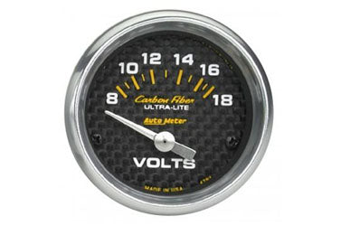 Voltmeter: 8-18V - Carbon Fiber Air-Core Gauge (2 1/16