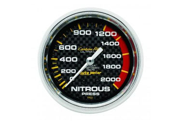 Nitrous Pressure: 0-2000 PSI - Carbon Fiber Mechanical Gauge (2 5/8