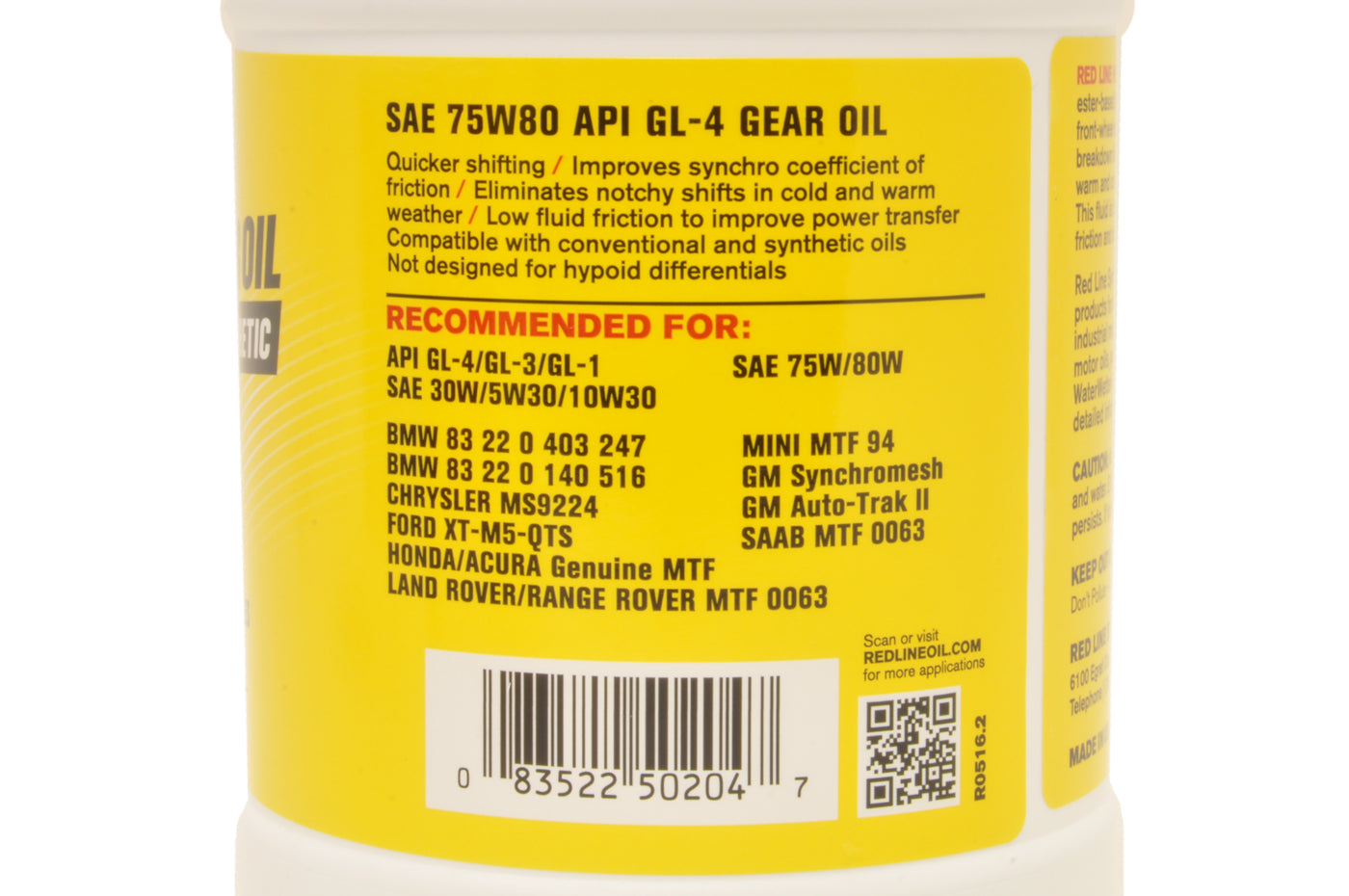Red Line 75W80 MTL GL-4 Gear Oil (1 Quart)