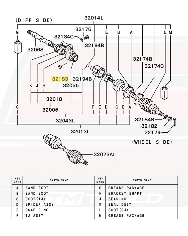 Mitsubishi OEM Front Axle Spacer for 1G/2G DSM (MB297732)