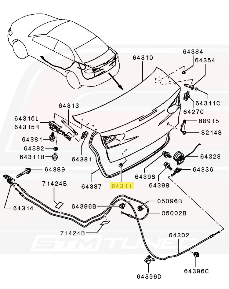 Mitsubishi OEM Trunk Damper for Evo X (MB888006)