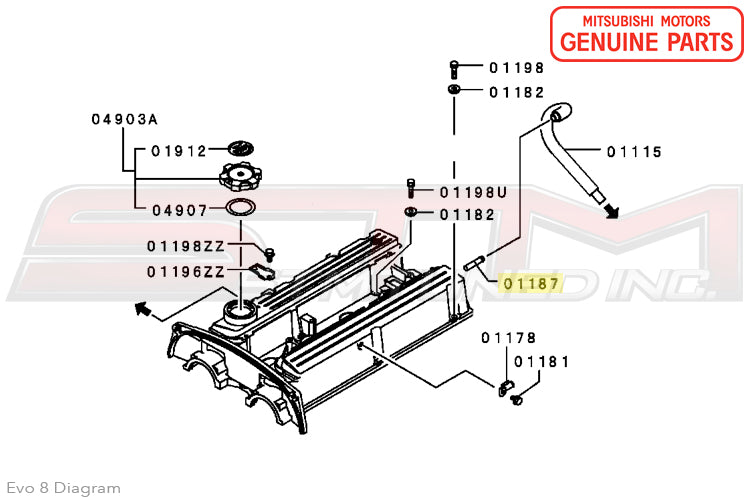AN6 Rocker Cover Breather Fitting For Mitsubishi Evo 4/5/6/7/8/9 – Front Position