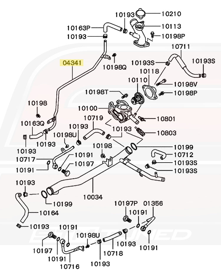 Cooler Inlet Pipe Mitsubishi OEM Oil Cooler Inlet Pipe for 2G DSM (MD319841) *Discontinu