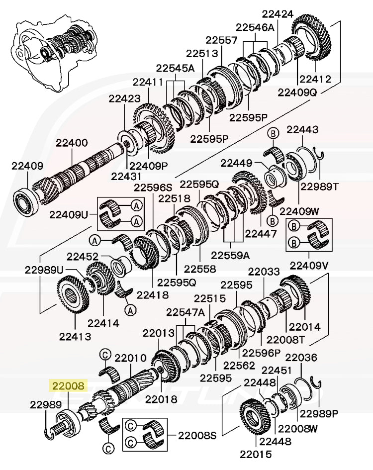 MD718030 OEM Input Shaft Ball Bearing for 5-Speed Evo 7/8/9