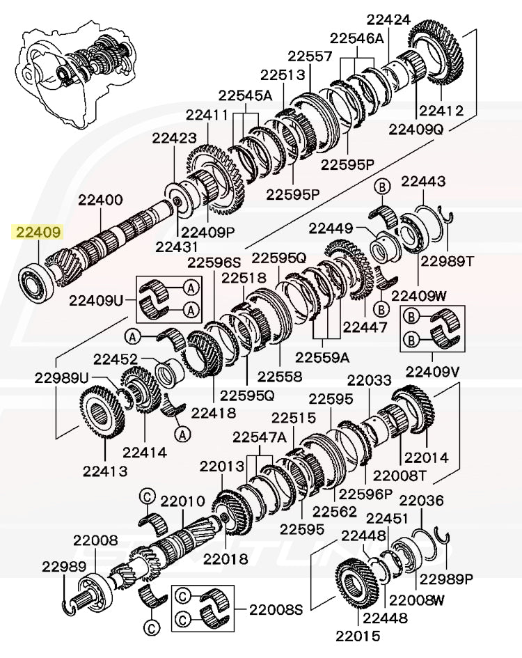 MD747745 OEM Evo 7/8/9 Output Shaft Bearing