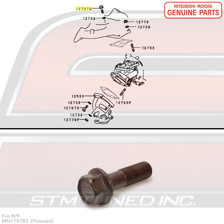 OEM Mitsubishi Evo 4-9 Turbo, O2 Housing & Manifold Hardware