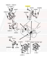 Mitsubishi OEM Rear Motor Mount Bolt Diagram for Evo X (MR235604)