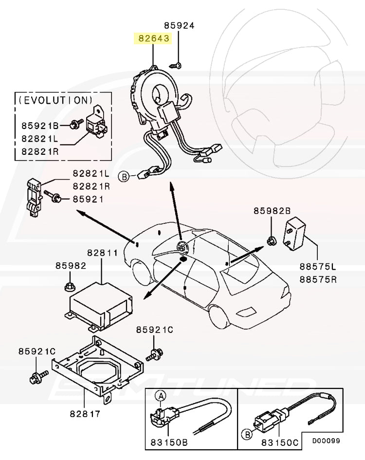 OEM Air Bag Sensor Spring Clockspring for Evo 8/9 USDM (MR583930)