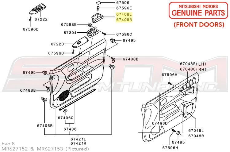 OEM Mitsubishi Interior Door Pull Pockets - Evo 7/8/9