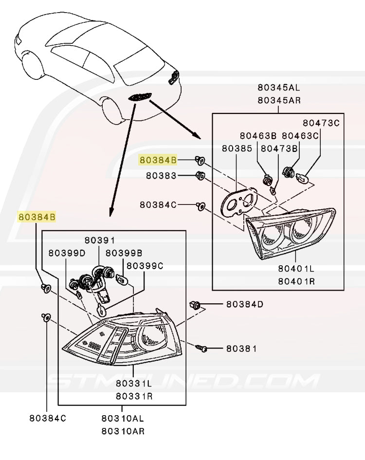 MU000368 Mitsubishi OEM Taillight Grommet for Evo X