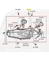 Headlight Mounting Screw Diagram for Evo X © STM Tuned Inc.