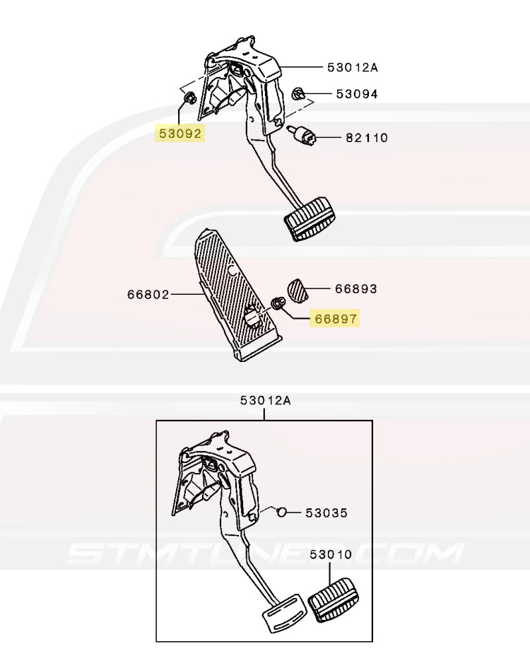 MU431014 OEM Evo X Pedal and Foot Rest Nut and Evo 8/9 ABS