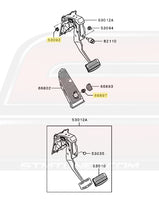 Mitsubishi OEM Brake Pedal and Footrest Diagram for CZ4A Evo X