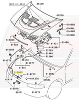 Mitsubishi OEM Hood Locking Clip Diagram for Evo 5 (MU481269)