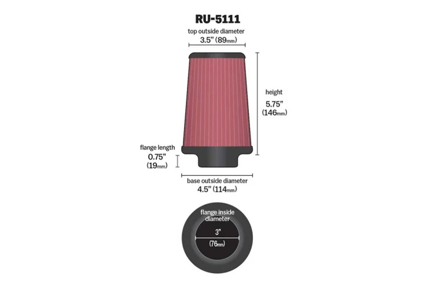 K&N Universeel Luchtfilter Konisch 100mm aansluiting, 140mm onder, 114mm top, 113mm hoogte (RU-5059) | KN RU5064 | K | Nederlands K&N Universeel Luchtfilter Konisch 100mm aansluiting, 140mm onder, 114mm top, 113mm hoogte (RU-5059) | KN RU5064 | K | Nederlands