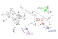 TS-SU-455 Rear Lower Inner Bushings are in RED