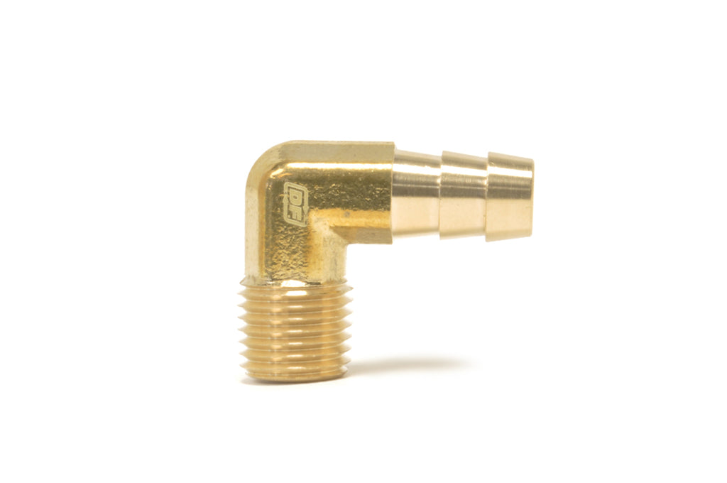 Brass 90° Elbow 3/8" Barb with 1/4" Male NPT (69945)