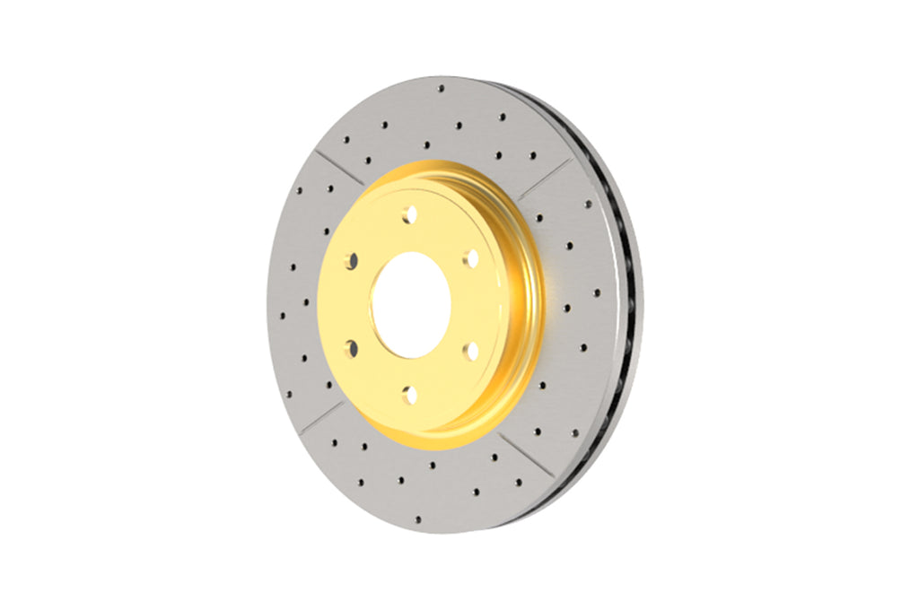 DBA Street X Gold Slotted Drilled Rotor for Subaru WRX/STi
