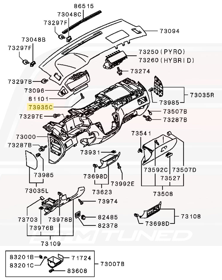 まつもとページ MS450177 OEM Evo 7 8 9 Armrest Center Console Screw