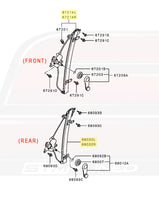 Mitsubishi OEM RS Roll-Up Window Regulator Diagram for Evo 8/9
