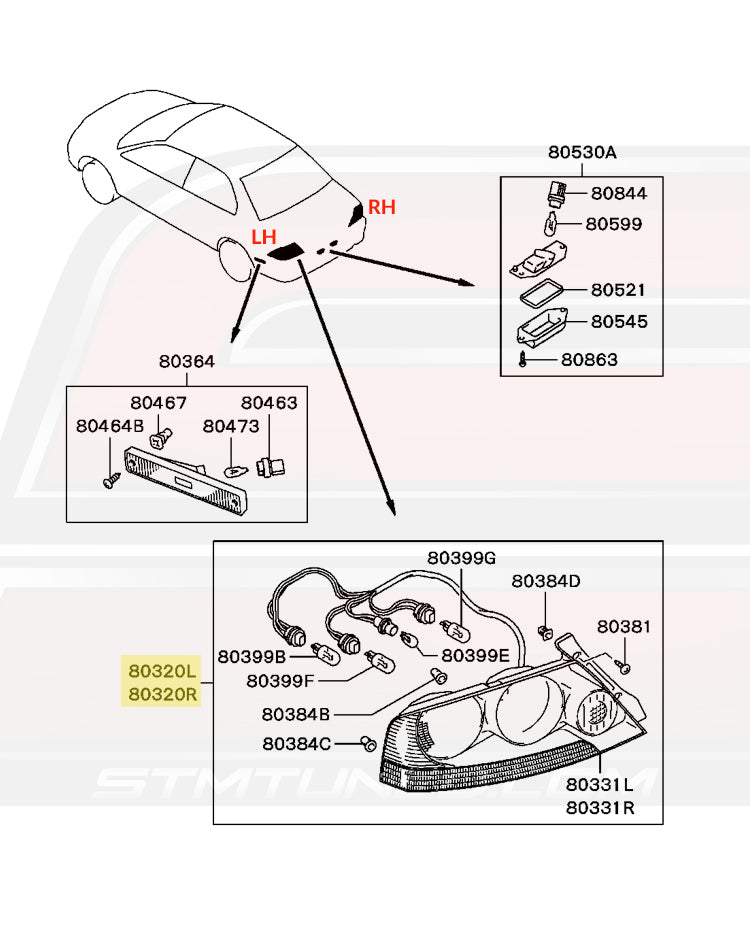 8330A119 8330A120 Mitsubishi OEM Evo 9 JDM Taillights