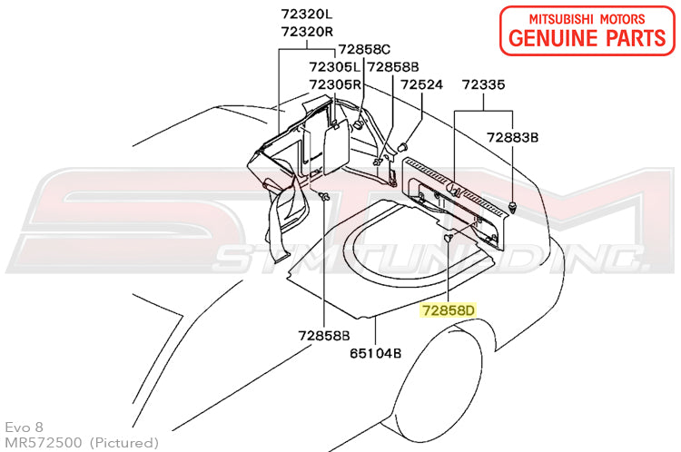 MR572500 Trunk Push Clips - OEM Evo 7/8/9
