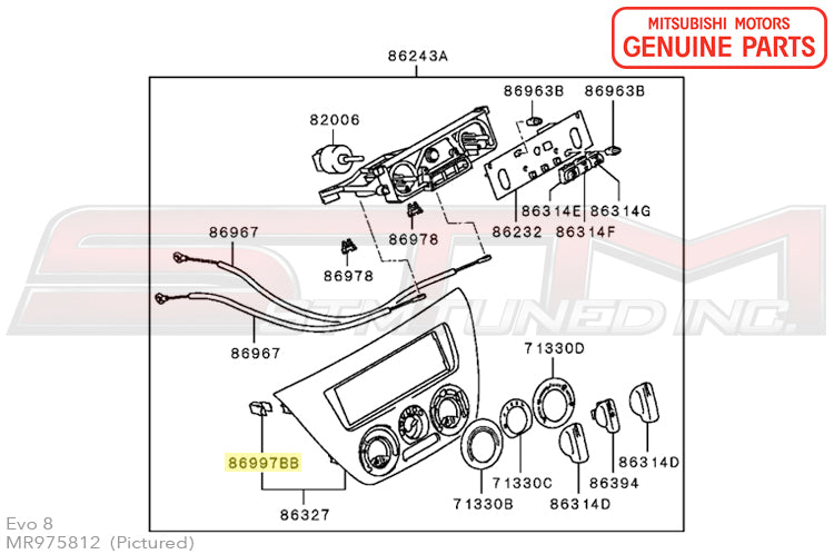 MR975812 HVAC / Radio Panel Clip - OEM Evo 7/8/9