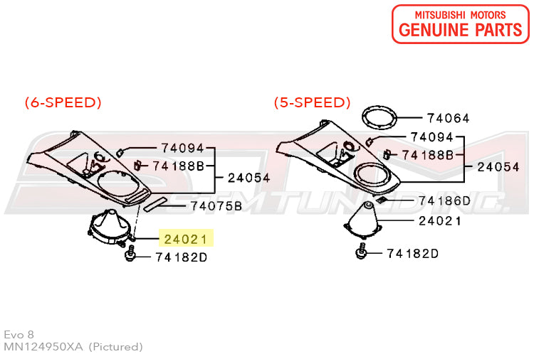 MN124950XA Shift Boot 6-Speed - OEM Mitsubishi Evo 8/9