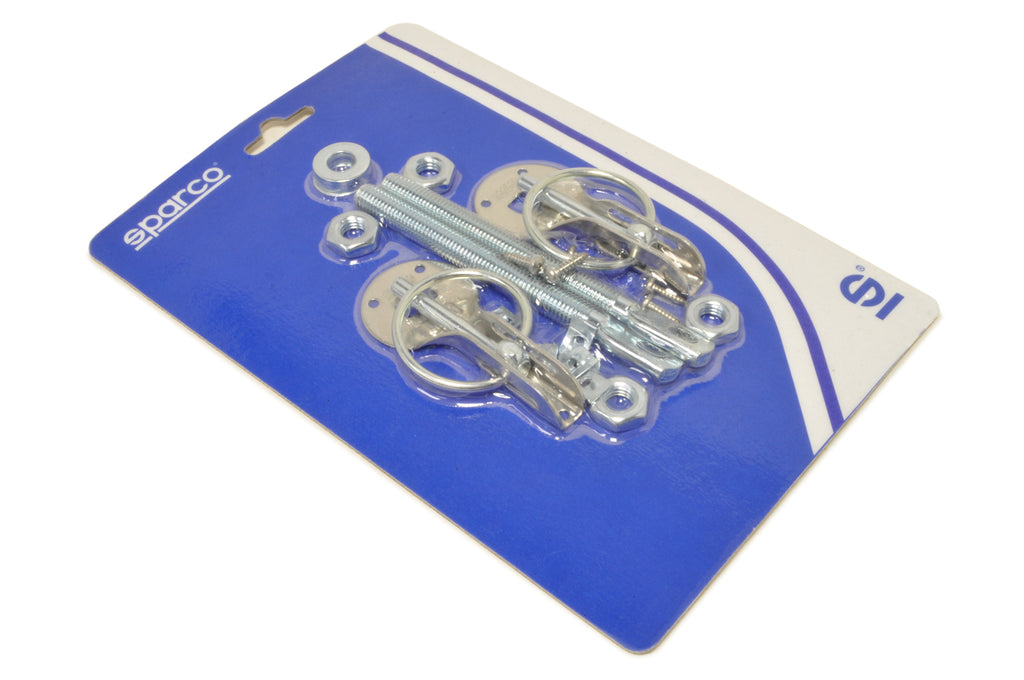 Sparco 01606AA Blue Hood Pin Set - Steel Racing Hood Pins With Installation Hardware (2 Pack)