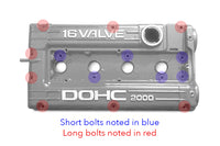 DSM Valve Cover Bolt Kit long and short bolt placement install diagram
