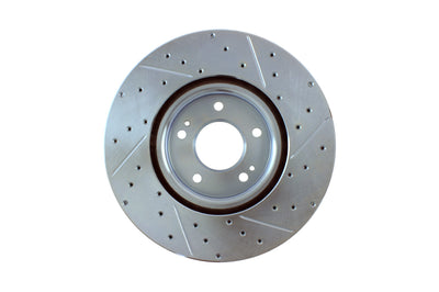 Front and Rear High Performance Cross Drilled and Slotted EVO GEOMET Koted Rotors and High Front and Rear High Performance Cross Drilled and Slotted EVO GEOMET Koted Rotors and High