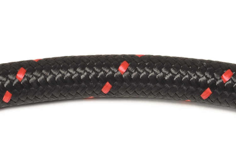 Vibrant Black/Red Nylon Braided Flex Hose