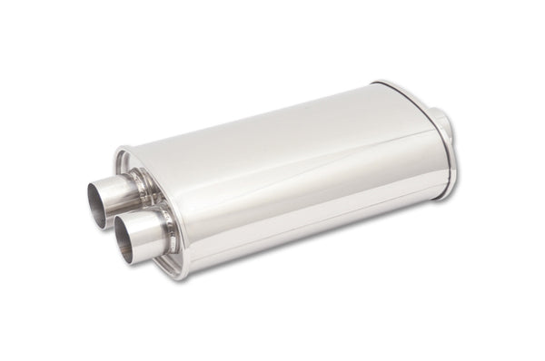 Vibrant Stainless Polished Oval Single In Dual Out Muffler